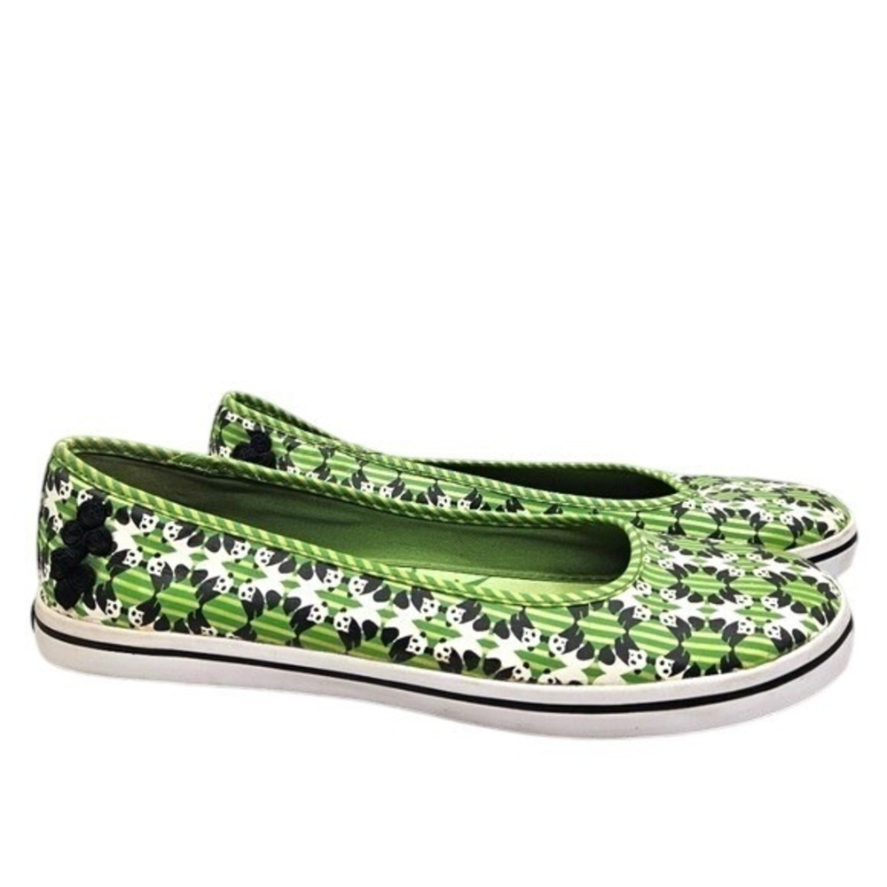Keds Eleanor Ballet Flats Green Panda Bamboo Print Canvas‎ Slip On Shoes Womens
